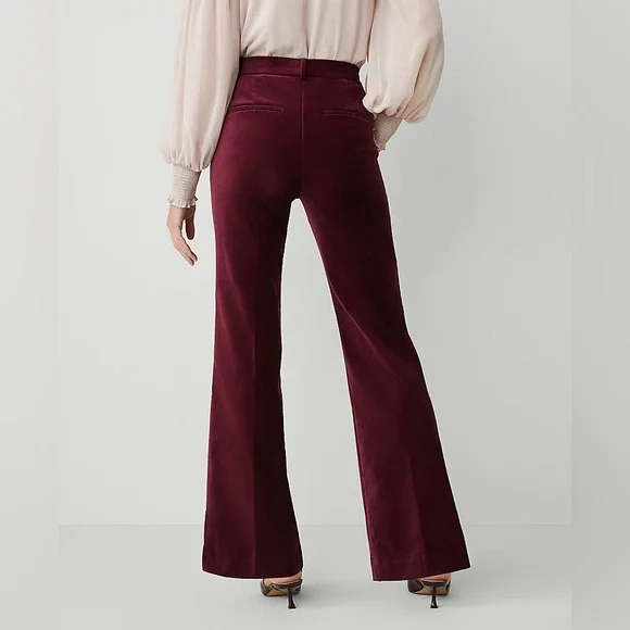 Ann Taylor The Petite Jayne Trouser Velvet Pant Mauve Rose Size 10P New - Picture 3 of 7